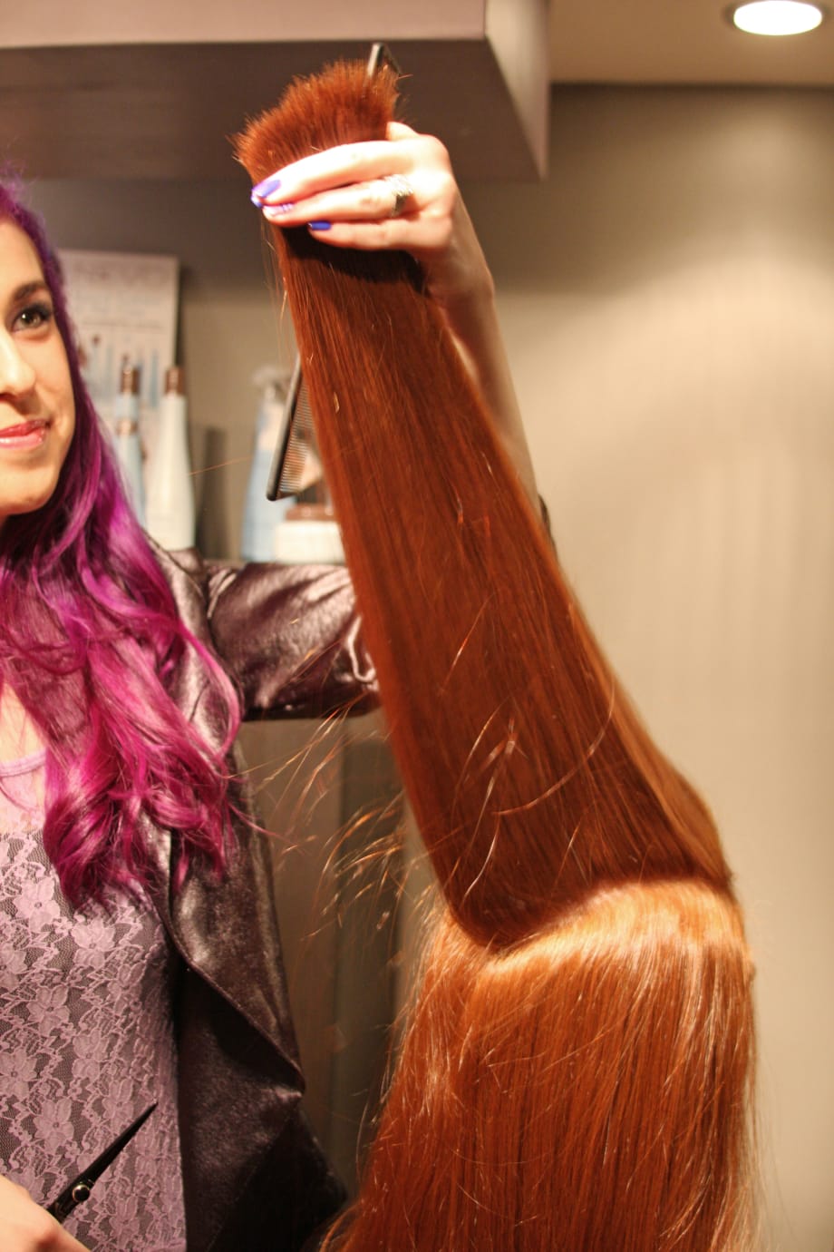 TRANSFORMATION: Level 7 Natural Redhead to Violet with Accents of Lavender