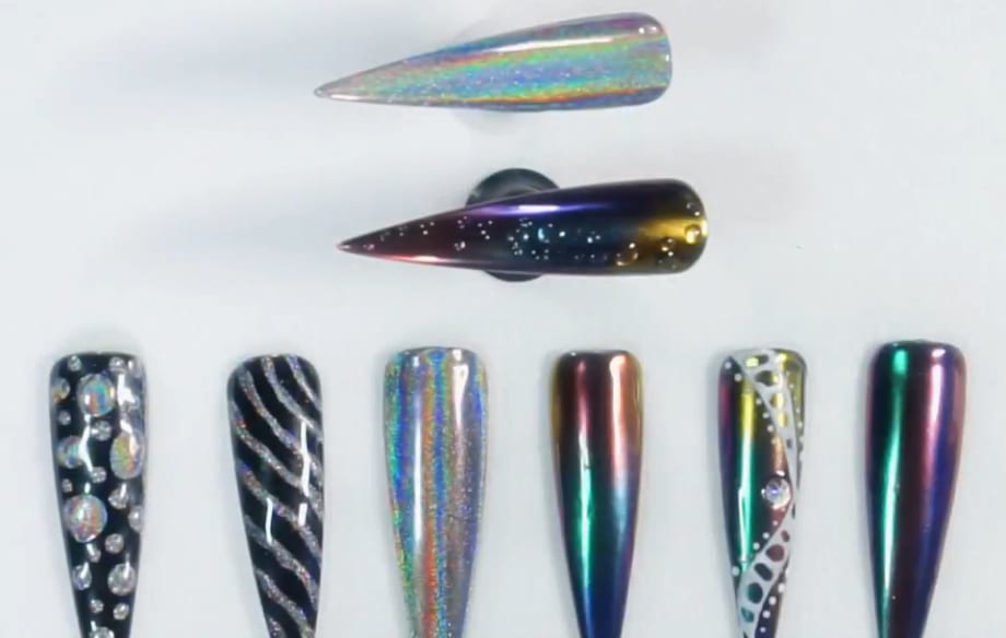 Chrome and Hologram Nails with Aora Pigments