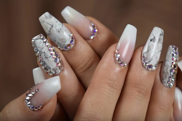 Marble Nails With Ombre French