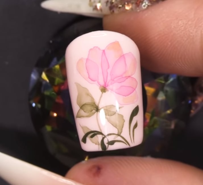 Aquarelle Watercolor Flower Nail Art Design