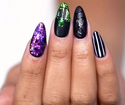 Halloween How-To: Beetlejuice Nail Design
