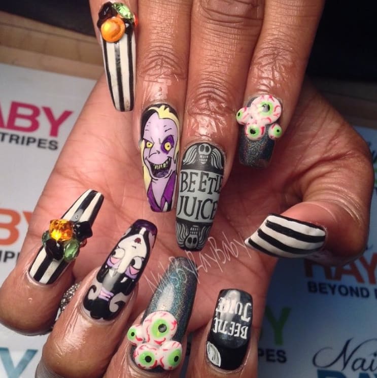 13 Ghostly Beetlejuice Nail Art Designs