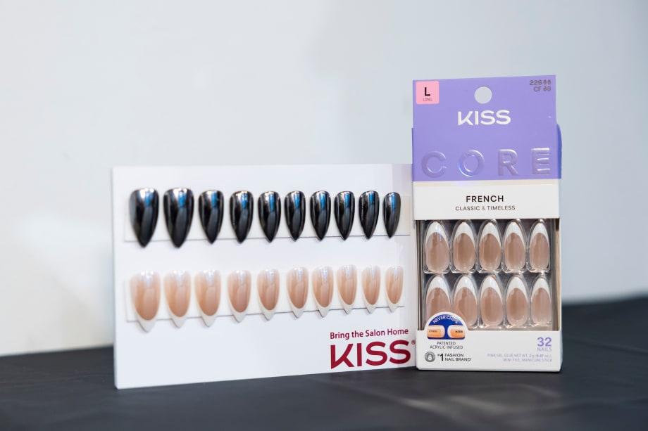 KISS nail products on a card and in a box/