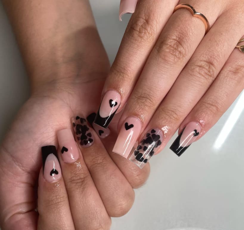 Ideas for Black Valentine's Day Nails