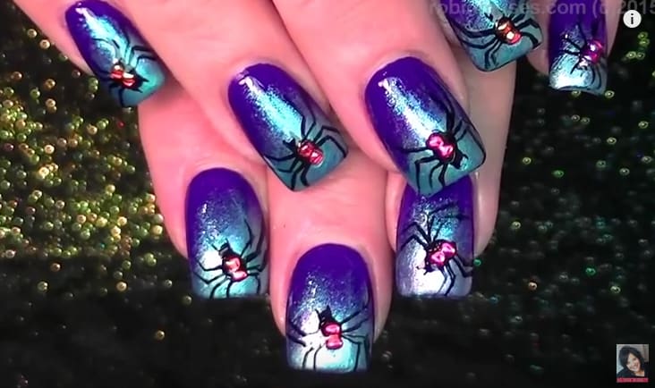 Black Widow Spiders Nail Art Design Tutorial