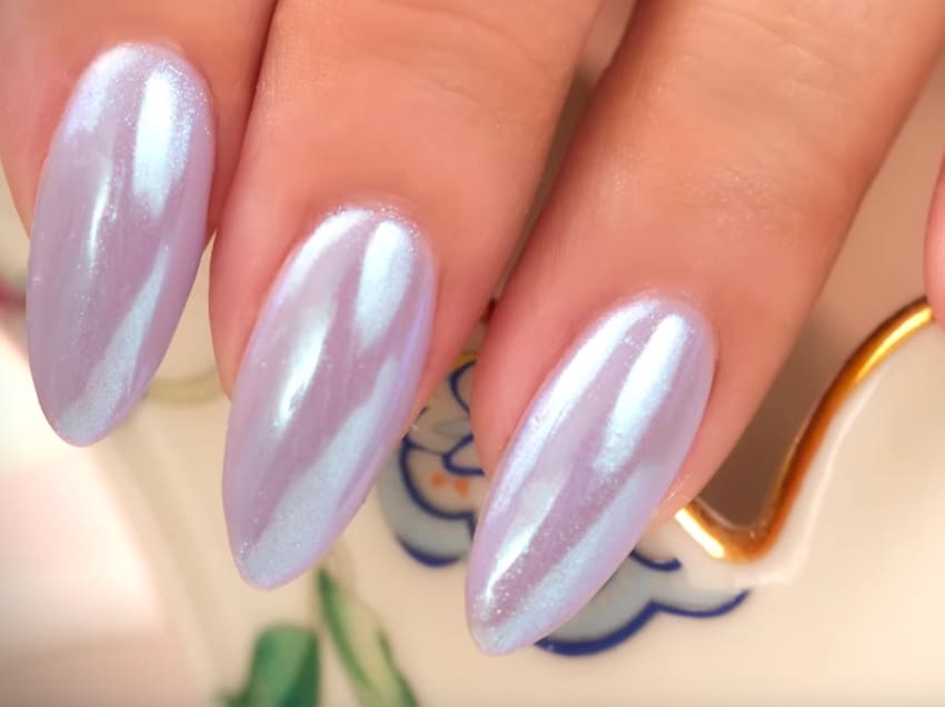 Blue Chrome Over Mauve Gel Polish