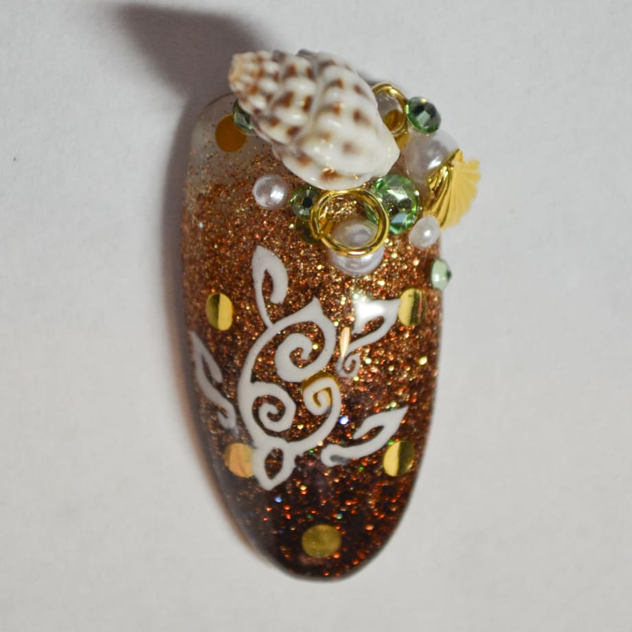 Hawaiian-Themed Bridal Nails
