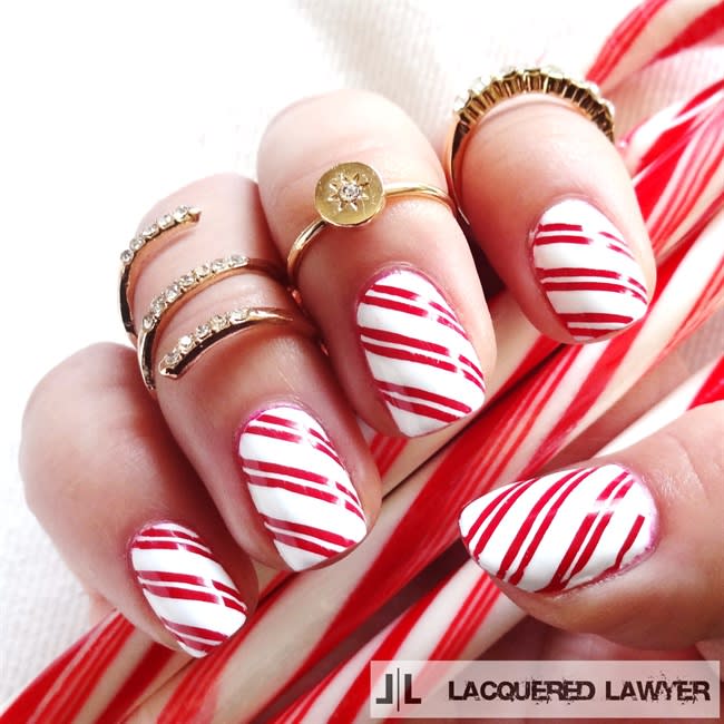 Candy Cane Manis for Christmas