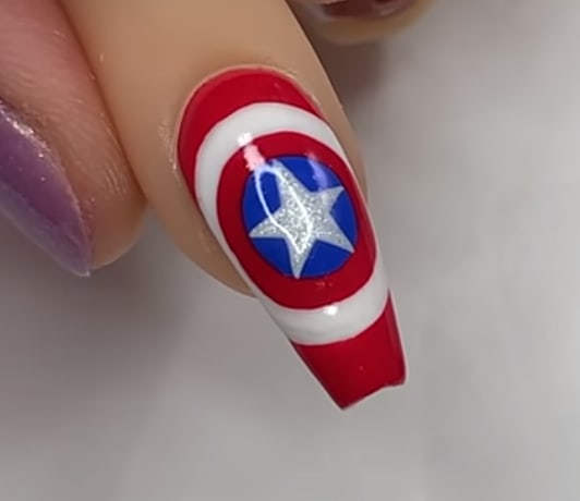 Captain America Nail Art Design