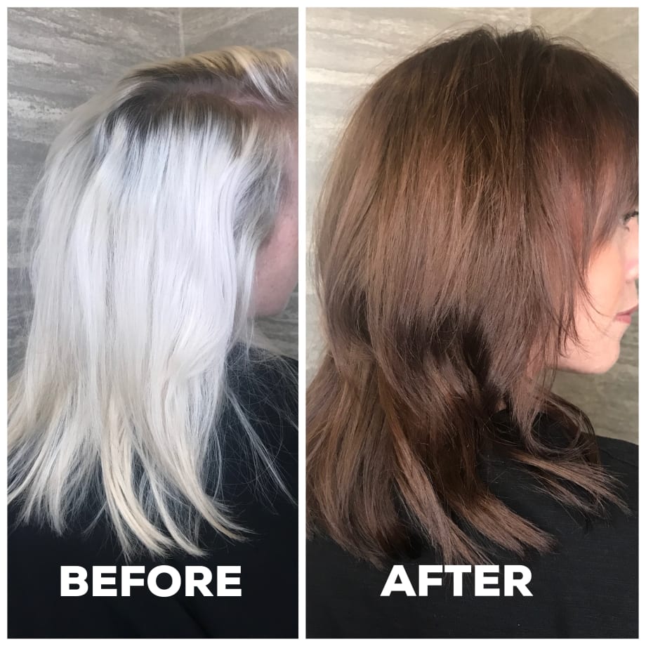 MAKEOVER: Double Process Platinum to Medium Brown