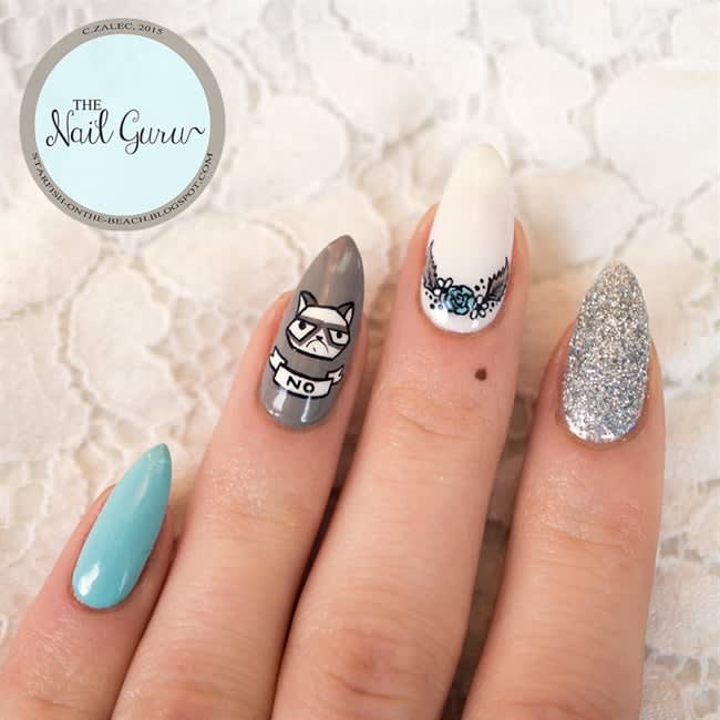 Nail Art With Whiskers for National Cat Day