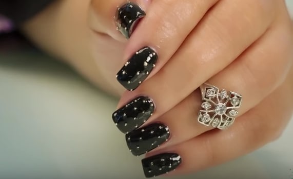 Beads On Black Nail Art