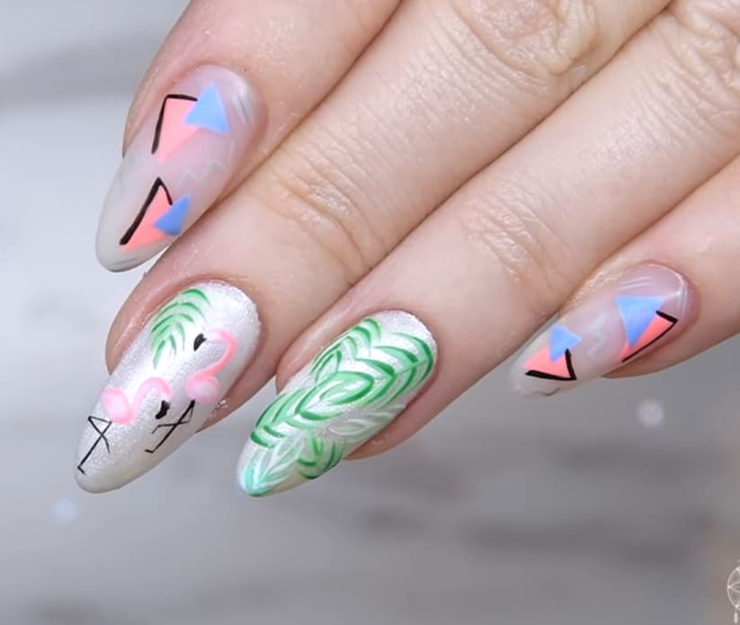 '90s Flamingo Nail Art