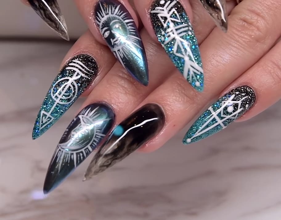 Double Chrome and Glitter Ombre Nail Art