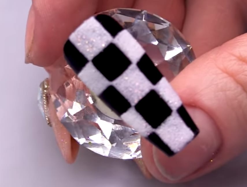 Sugared Checkerboard Nail Art Tutorial