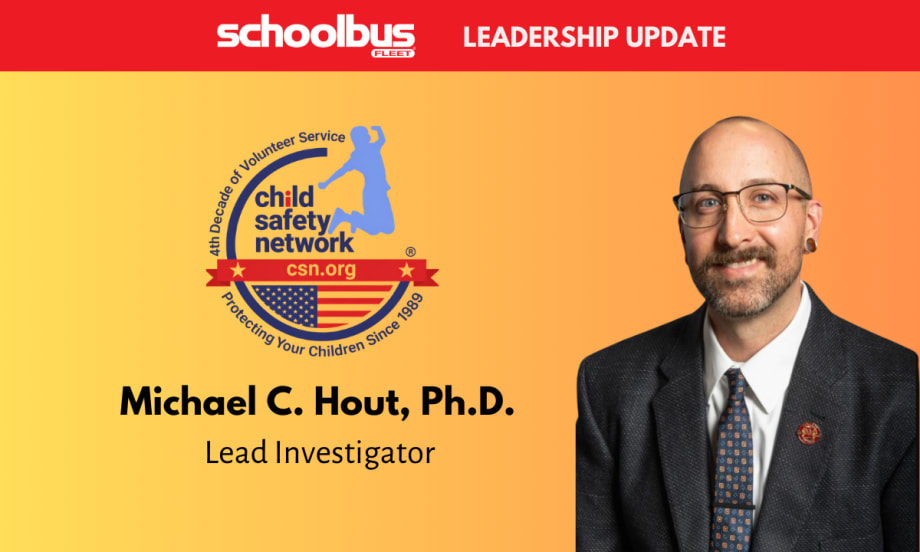 Portrait of Michael C. Hout, Ph.D., assistant dean and psychology professor at New Mexico State University, featured in a Child Safety Network leadership announcement graphic.