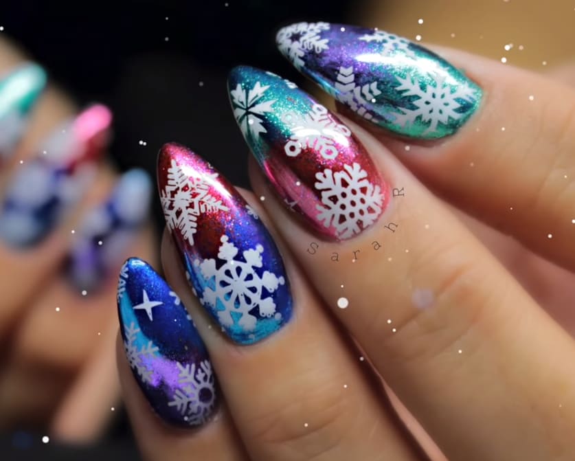 Chrome Ombre Snowflake Nail Art Tutorial