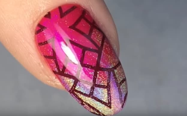 Rainbow Chrome Fade With Shellac + Stamping