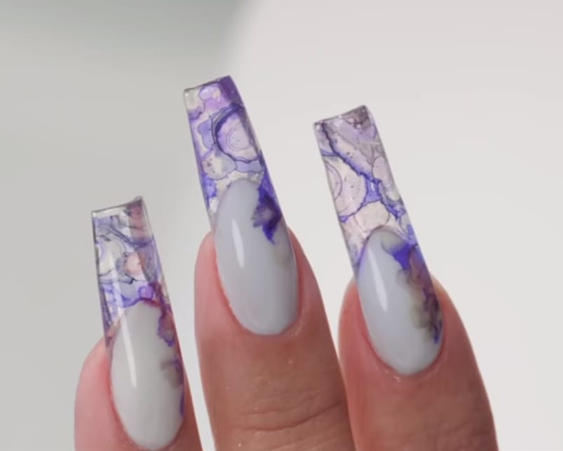 Clear Gel Nails With Ink Inlay