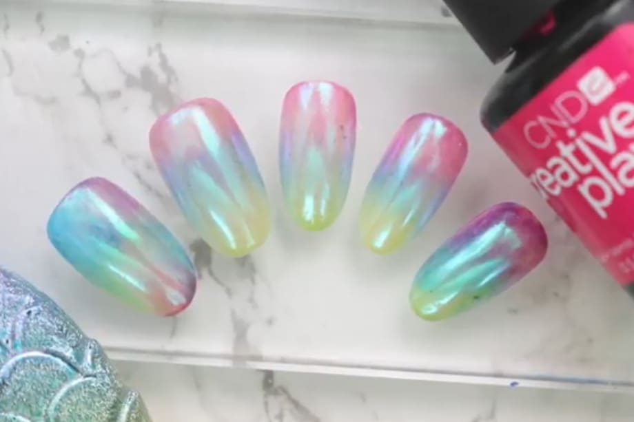 CND Mermaid Ombre and Chrome Nails