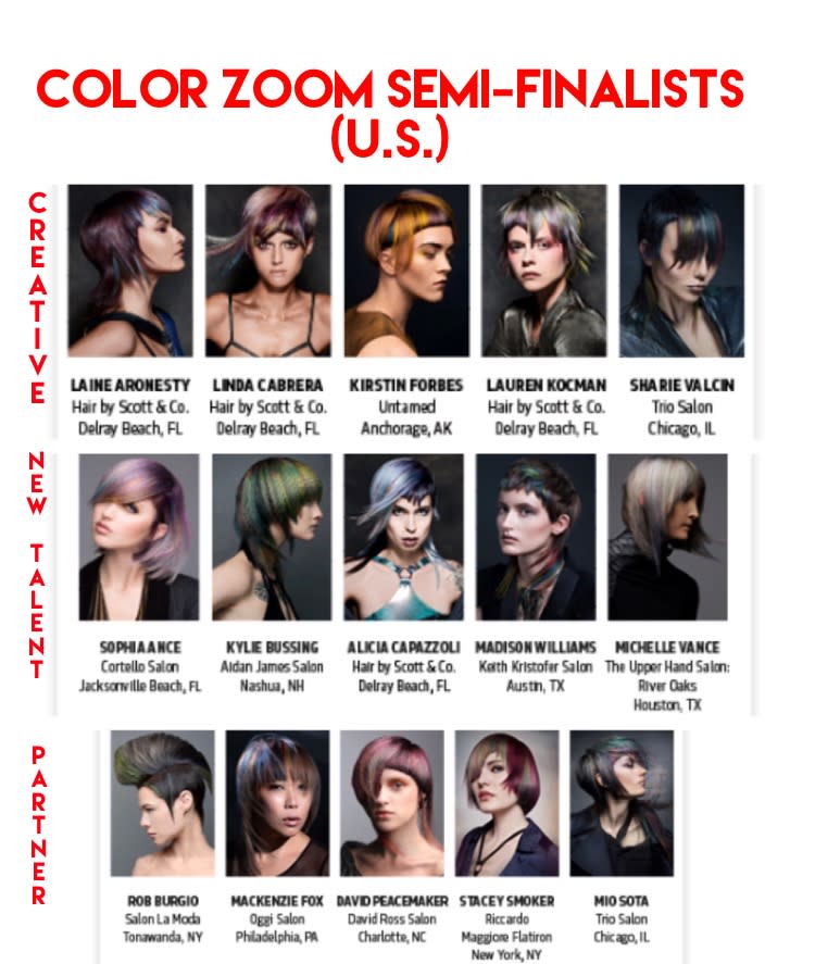 Goldwell's 2017 Color Zoom Semi-Finalists (U.S.) Announced!!!