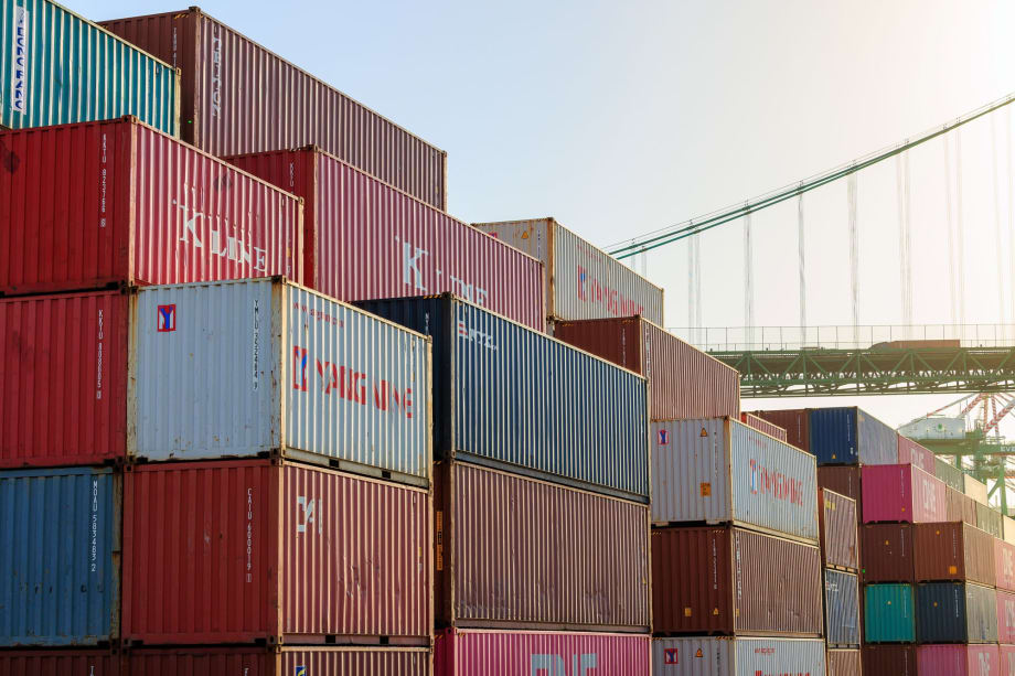 Stacks of cargo containers at the Port of Los Angeles