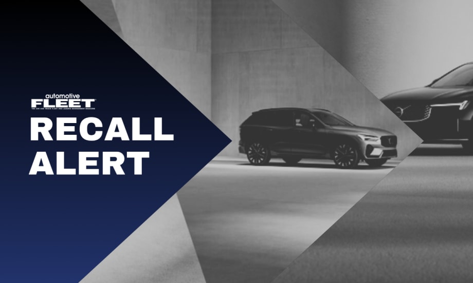 A graphic with Volvo cars and text reading "Recall Alert".