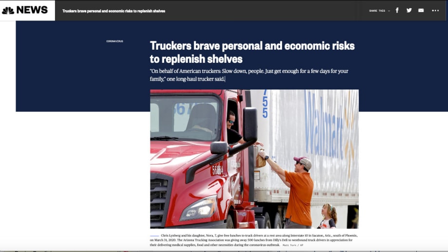 Media Applauds Truckers during the Pandemic [Blog]