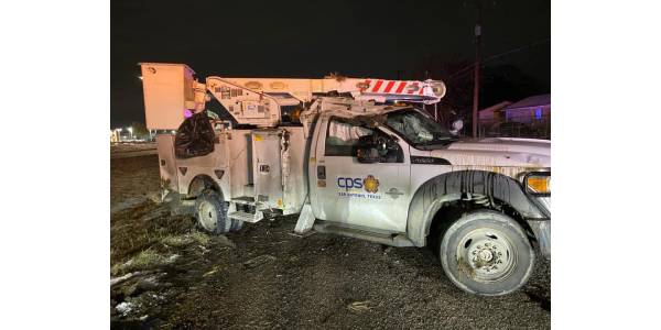 Texas Utility Truck Flips, Workers Injured in Icy Conditions 