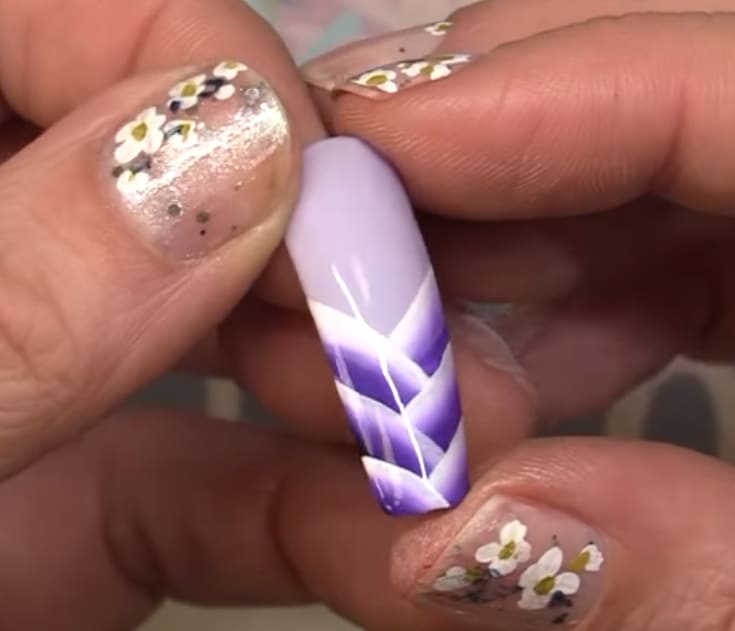 Crisscross One-Stroke Nail Design