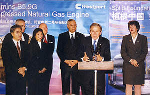Bush Checks Out CNG Buses In China