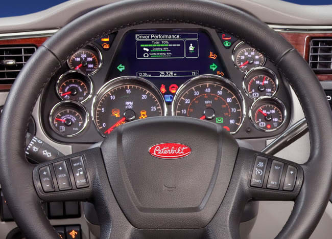 Peterbilt’s Driver Info Display Offers Tips to Save Fuel, Brakes