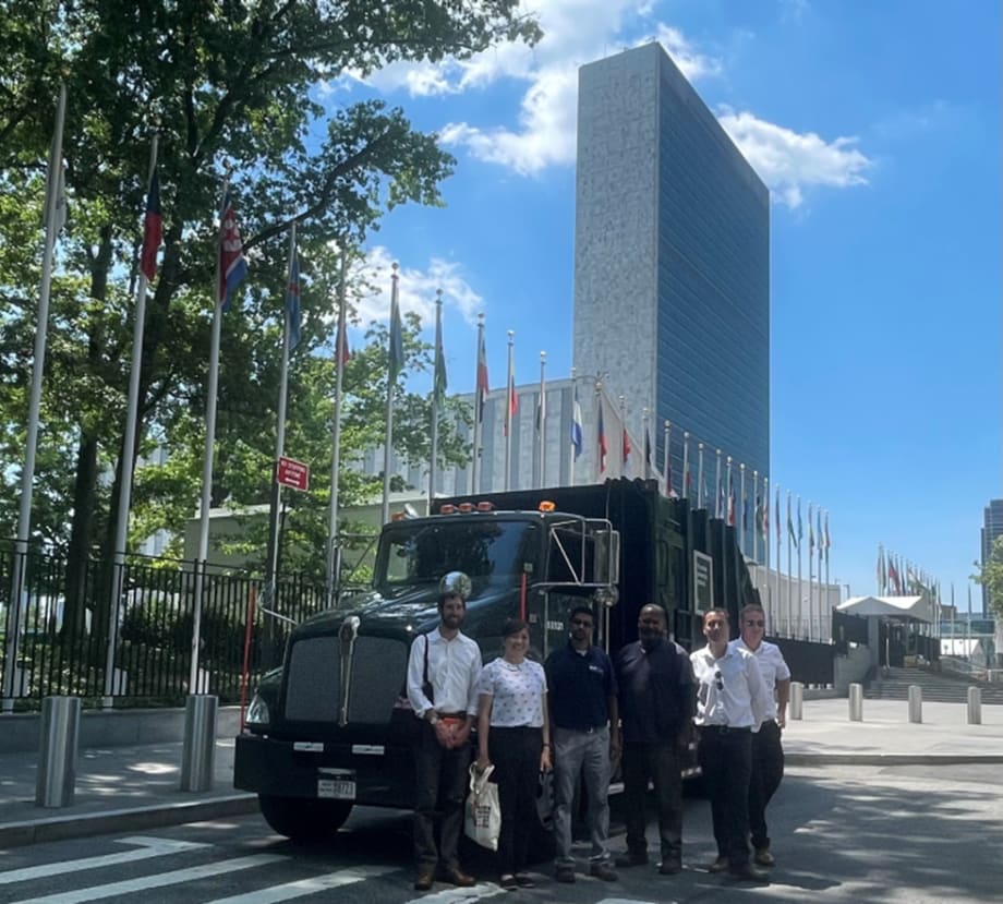 NYC Garbage Truck Outfitted with Safety Technology on Display at UN Meetings