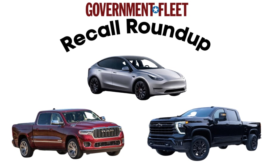 A photo shows a red Ram 1500, a silver Tesla Model Y, and a black Chevrolet Silverado 2500 HD.