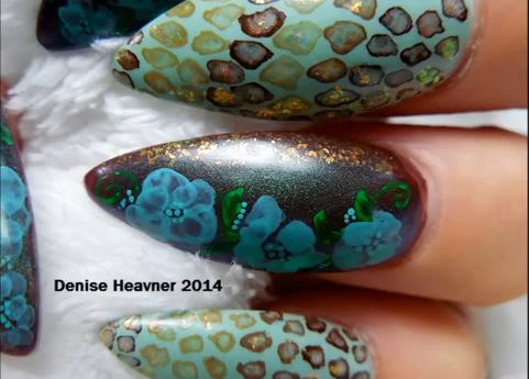 Snakeskin & Flower Nail Art