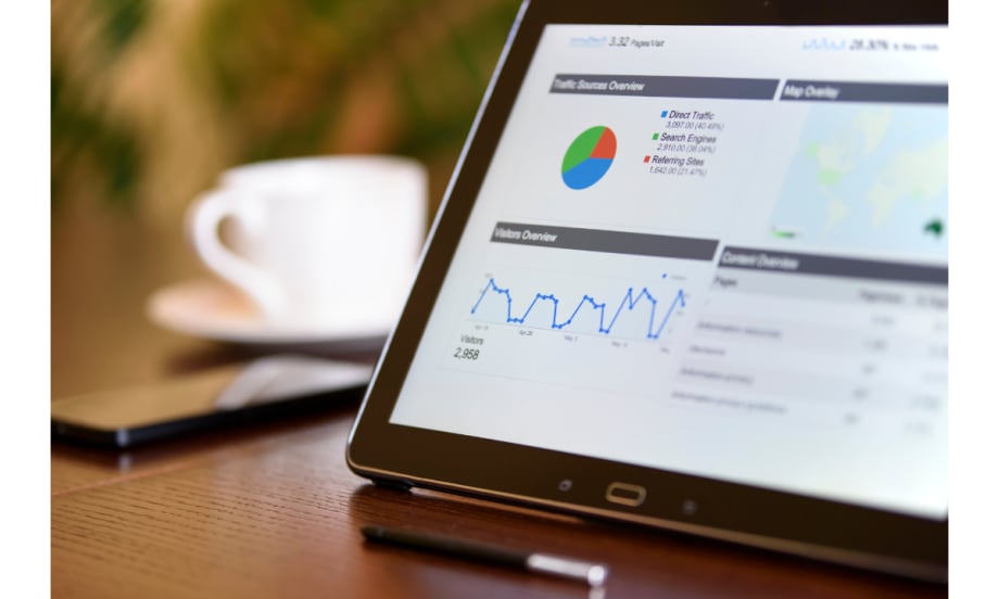 tablet with analytics on screen