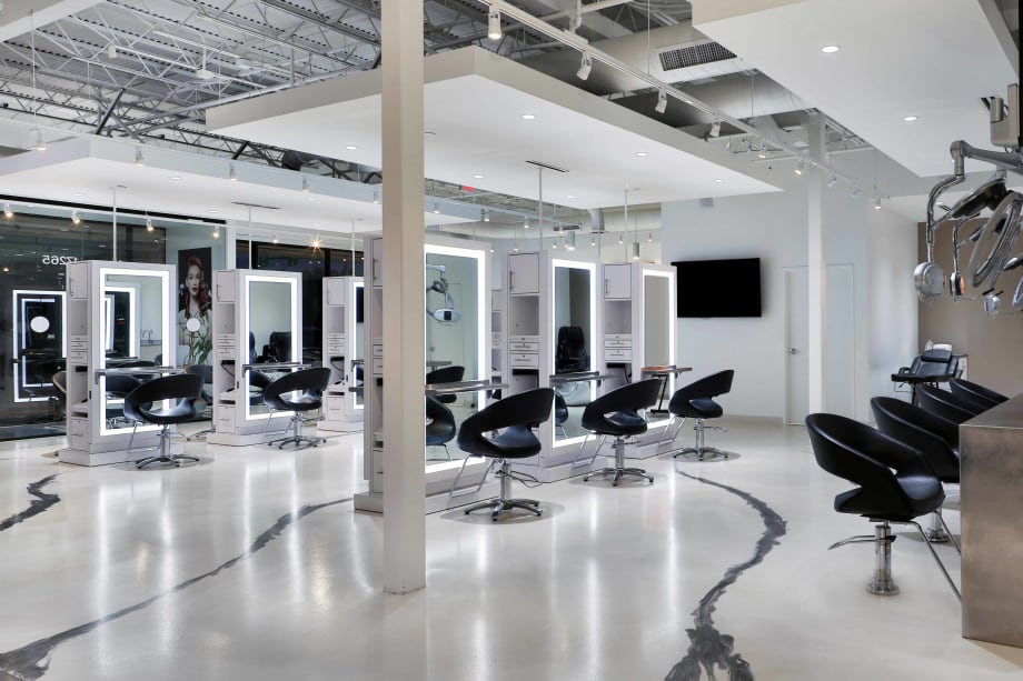 The salon floor at Dominic Micahel