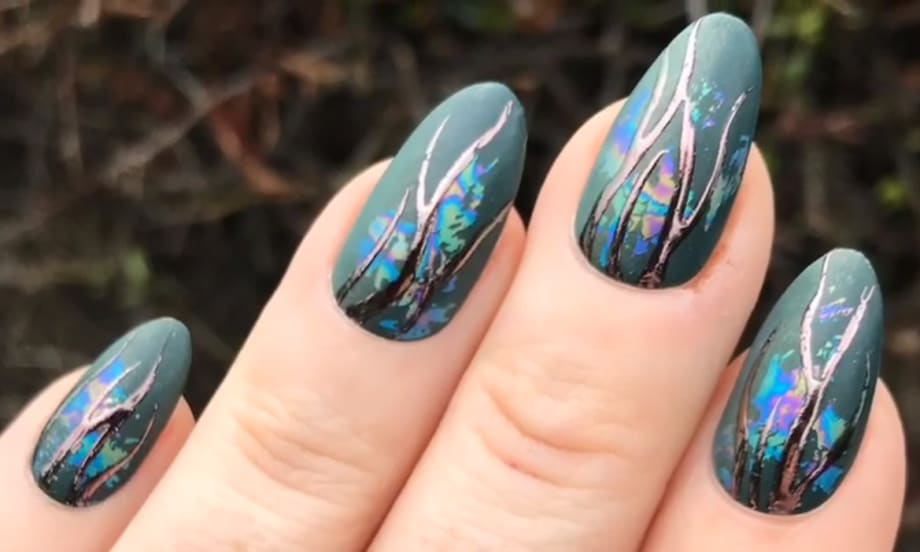 Oil Slick and Matte Nail Art Tutorial