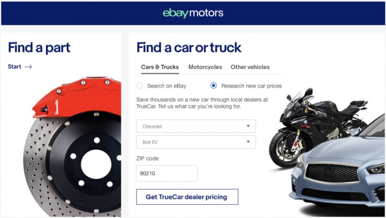 eBay Motors Integrates TrueCar Shopping Tools