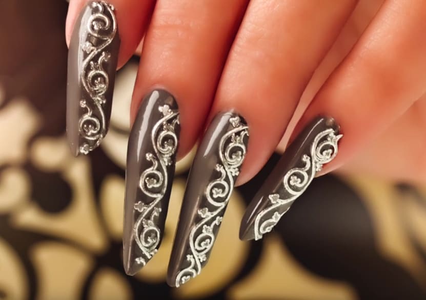 Edge Nails with Decal Nail Art