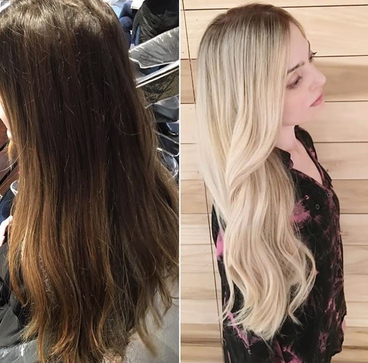 Dark Brunette to Emma Roberts Blonde