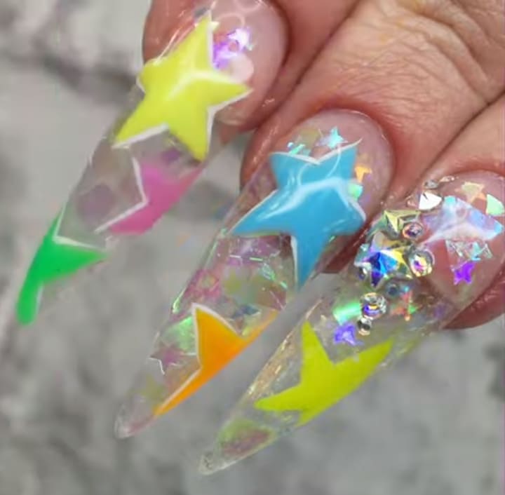 Encapsulated Stars Nail Art Tutorial
