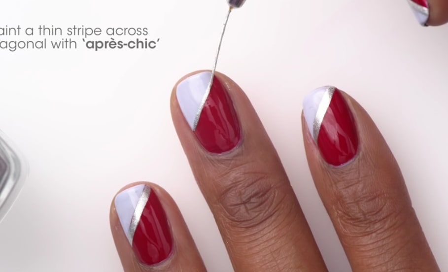 Essie Decked in Diagonals Nail Art