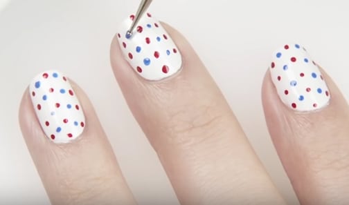 Patriotic Polka Dots Nail Tutorial