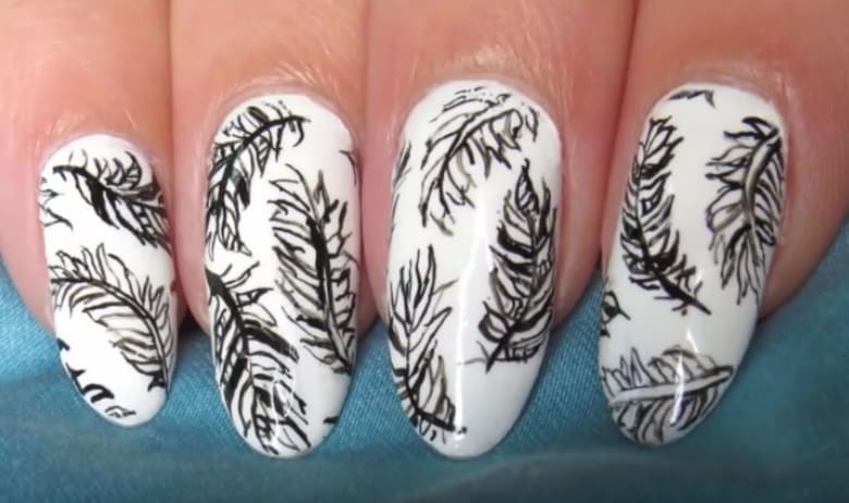 Easy Feather Nail Art: DIY Nail Stickers
