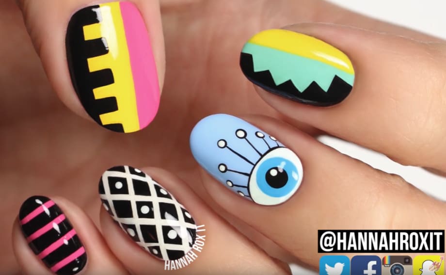Festival Eye Summer Nail Art Freehand