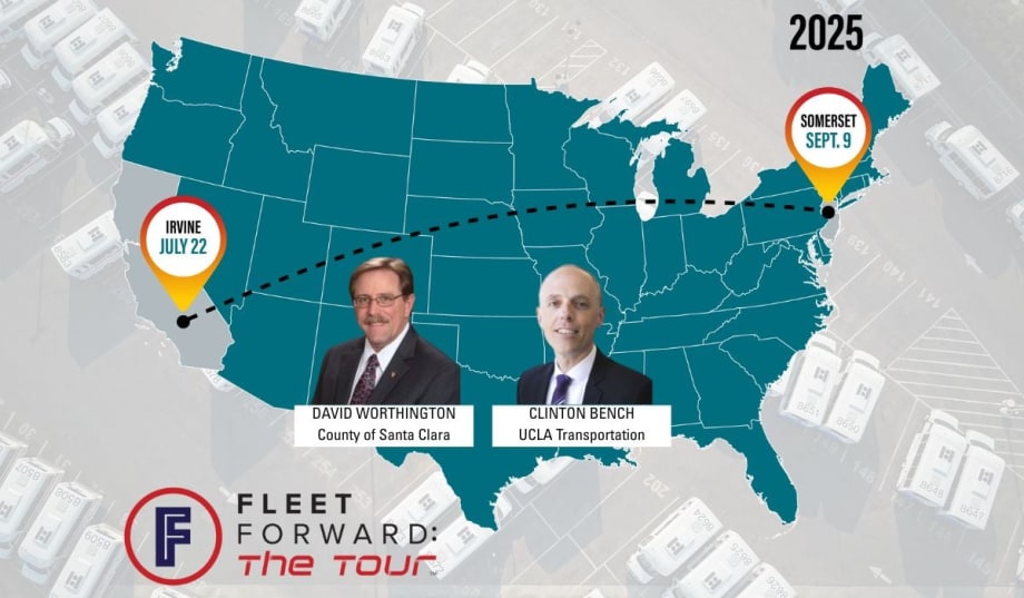 A graphic for the Fleet Forward Conference with a picture of David Worthington and Clinton Bench.