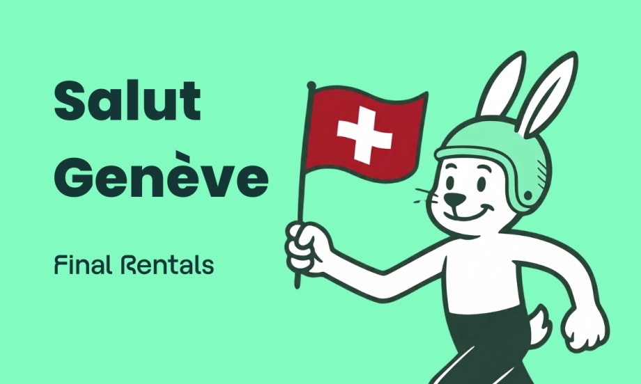 A rabbit mascot holding a Swiss flag.