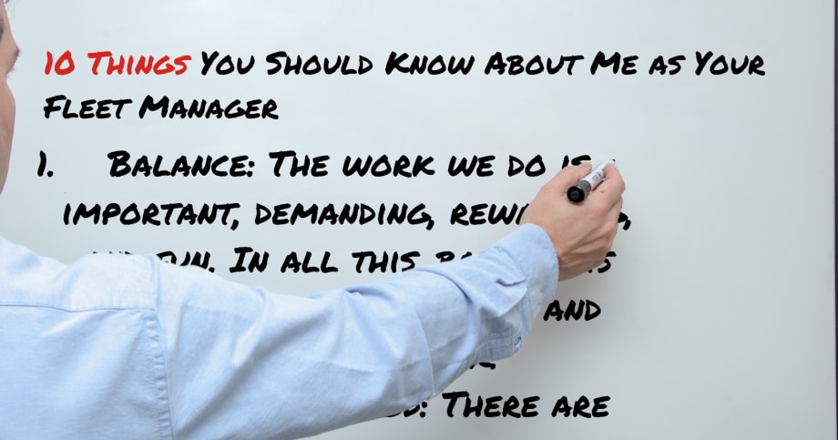 10 Things You Should Know About Me as Your Fleet Manager