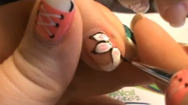Shellac French Manicure with Contrasting Flower Nail Art